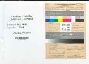 Entnazifizierung Wilhelm Davidts , geb. 18.04.1890 (Beamter)