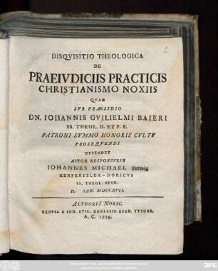 Disquisitio Theologica De Praeivdiciis Practicis Christianismo Noxiis