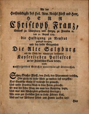 Johann Georgen von Eckhart, Gründliche Nachricht von der Kayserl. und Königlichen Alten Saltzburg, und dem Pallaste Saltz in Francken