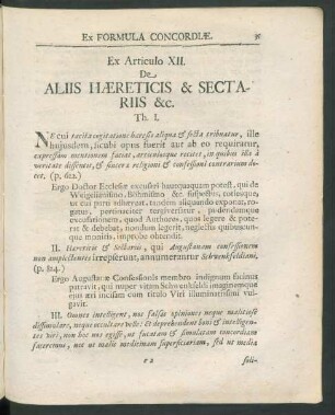 Ex Articulo XII. De Aliis Haereticis & Sectariis &c.