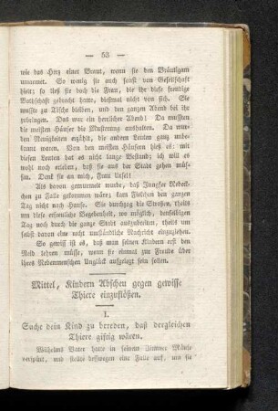 Mittel, Kindern Abscheu gegen gewisse Thiere einzuflößen.