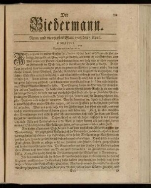 Neun und viertzigstes Blatt 1728 den 5 April