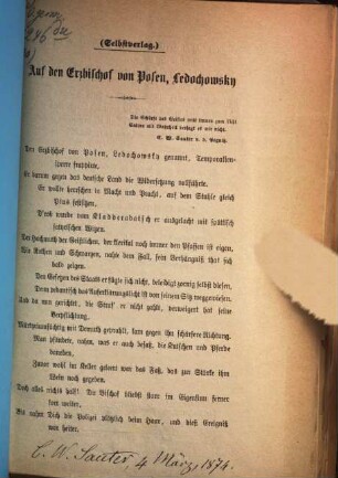 Auf den Erzbischof von Posen, Ledochowsky