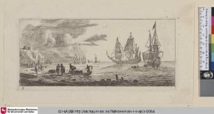[Seehafen mit zwei großen Segelschiffen; Seaport with Two Large Sailing Vessels]