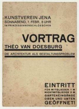 Vortrag: Theo van Doesburg: Die Architektur als Gestaltungsproblem. Jena