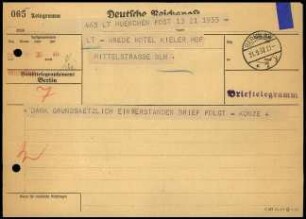 E. Kunze an W. Wrede