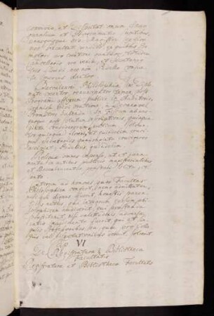 VI. De Registratura et Bibliotheca Facultatis.