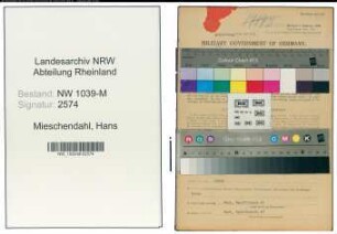 Entnazifizierung Hans Mieschendahl , geb. 04.04.1912 (Buchhalter)