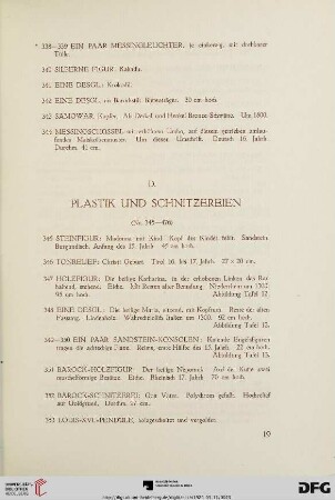 D. Plastik und Schnitzereien (Nr. 345-476)