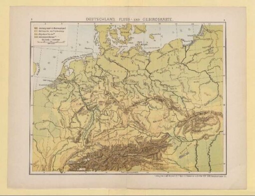 Deutschland, Fluss- und Gebirgskarte