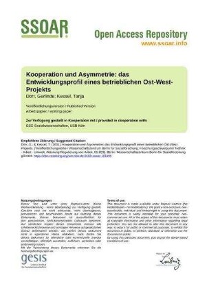 Kooperation und Asymmetrie: das Entwicklungsprofil eines betrieblichen Ost-West-Projekts