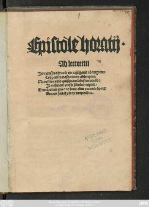 Epistole horatij.|| ... ||