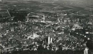 Freiberg. Stadtzentrum. Luftbild-Schrägaufnahme von Westen