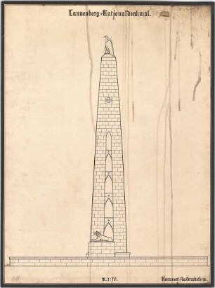 Billing, Hermann; Tannenberg (bei Hohenstein / Ostpreußen, heute Olsztynek, Polen); Nationaldenkmal (Schlachtendenkmal) Tannenberg - Seitenfassade (Ansicht)