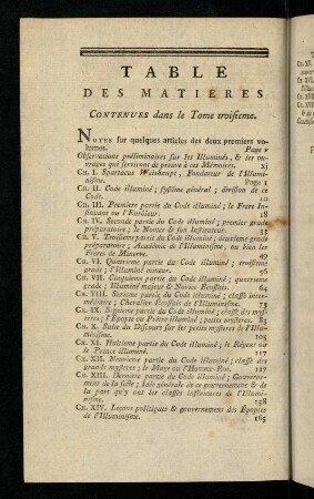 Table des Matieres