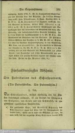 Fünfunddreyßigster Abschnitt. Die Fabrikation des Schießpulvers