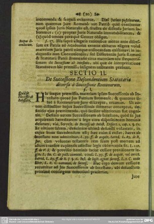 Sectio II. De Successione Descendentium Statutaria diversa a Successione Romanorum