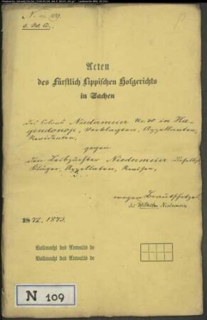 Niedermeier, Kolon Nr. 30 zu Hagendonop gegen Leibzüchter Niedermeier - Brautschatz des Wilhelm Niedermeier