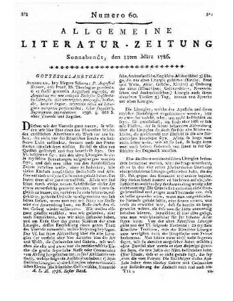 Eckard, F. S.: Ueber die Bibel und deren Geschichte. St. 1-2. Lübeck: Donatius 1785-86