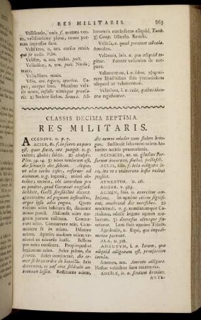 Classis Decima Septima. Res Militaris.