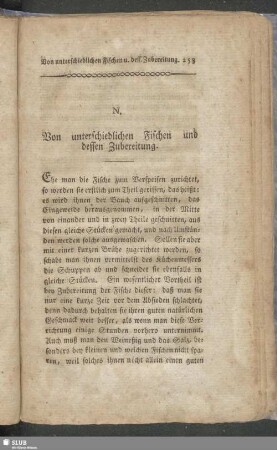 N. Von unterschiedlichen Fischen und dessen Zubereitung