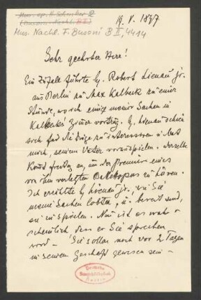 Brief an Ferruccio Busoni : 19.05.1897