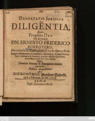 Dissertatio Iuridica De Diligentia