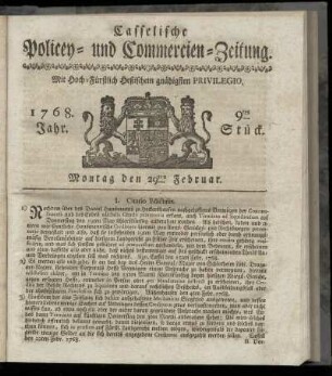 9tes Stueck, Montag den 29ten Februar. 1768