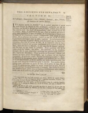 Section II. De l´Antiquité, Gouvernement, Loix, Religion, Coutumes, Arts, Princes, & Commerce des Anciens Syriens.