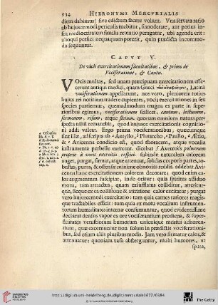 Caput. V.: De vocis exercitationum facultatibus, & primo de Vociferatione, & Cantu