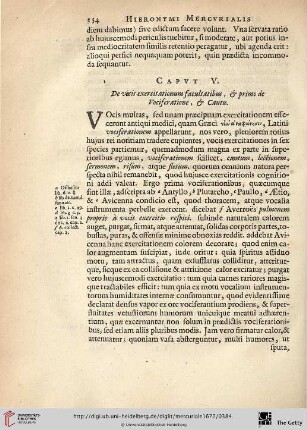 Caput. V.: De vocis exercitationum facultatibus, & primo de Vociferatione, & Cantu
