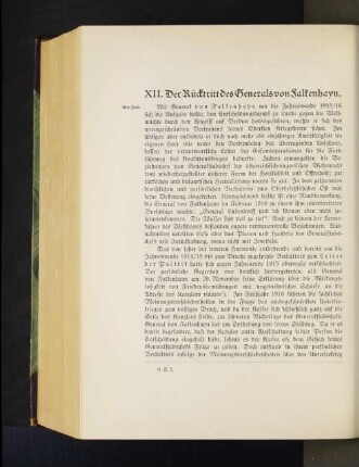 XII. Der Rücktritt des Generals von Falkenhayn.