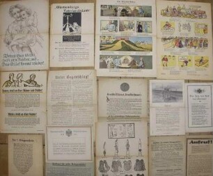 Konvolut von Flugblättern und Werbeblättern aus dem Ersten Weltkrieg