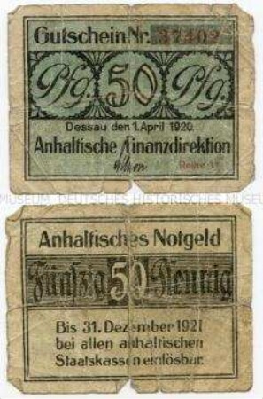 Anhalt, Notgeld 50 Pfennig