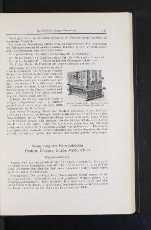 Vermahlung der Getreidefrüchte. Grützen, Graupen, Grieße, Mehle, Kleien.