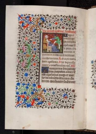 Bordüren-Miniatur-Seite: (Suffragium) heilige Apollonia