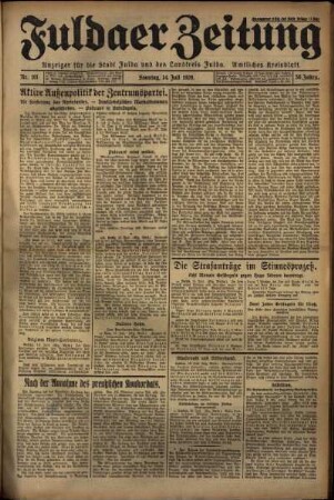 Erste Ausgabe vom Sonntag, den 14. Juli 1929.