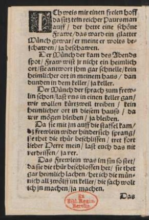ICh weis mir einen freien hoff || da sitzt ein reicher Paursman || auff/