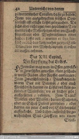 Das XIII. Capitel. Verstopffung des Leibes