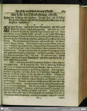 Am Feste der Offenbahrung Christi