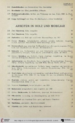 Arbeiten in Holz und Mobiliar (Nr. 304-330)