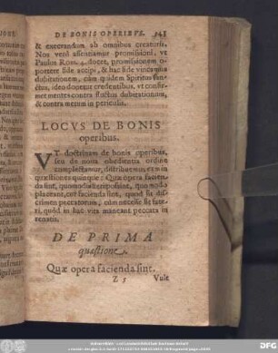 Locus De Bonis operibus.