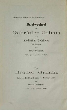 Briefwechsel zwischen Jacob und Wilhelm Grimm, Dahlmann und Gervinus, 2