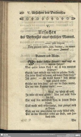 V. Ursachen des Verdrusses eines ehrlichen Mannes