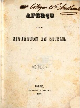 Aperçu sur la situation en Suisse