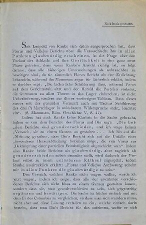 Die Räthsel der Varusschlacht oder Wie und Wo gingen die Legionen des Varus zu Grunde? : Der Generalversammlung des Vereins für Geschichte und Alterthumskunde Westfalens in Wiedenbrück am 11. September 1888 gewidmet