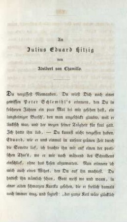 An Julius Eduard Hitzig von Adelbert von Chamisso