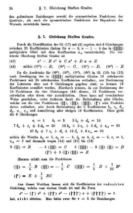 §. 7. Gleichung fünften Grades.