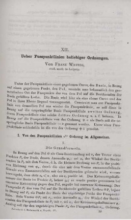 XII. Ueber Fusspunktlinien beliebiger Ordnungen.