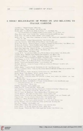 A Short Bibliography of Works on and relating to Italian Gardens